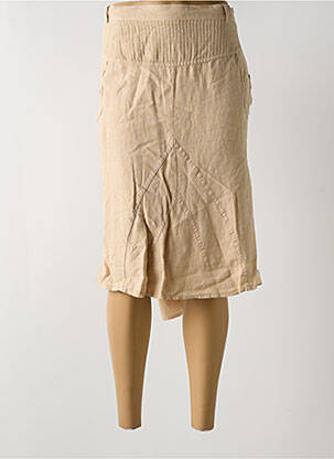 Jupe mi-longue taille élastique beige FRED SABATIER femme