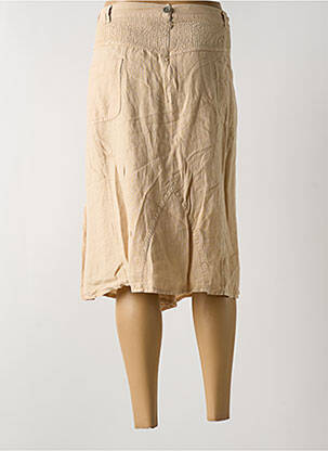 Jupe mi-longue taille élastique beige FRED SABATIER femme