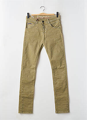 Jeans coupe slim fermeture boutonnée sur le devant taille basse vert DONOVAN homme
