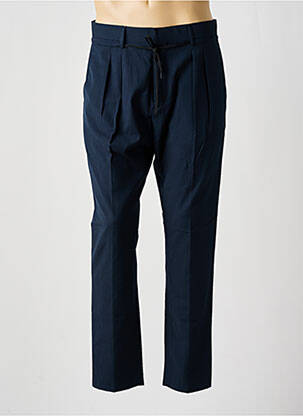 Pantalon droit fermeture zippée sous rabat avec crochet taille haute bleu ANTONY MORATO homme
