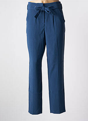 Pantalon droit fermeture zippée sous rabat avec crochet bleu SCHOOL RAG femme