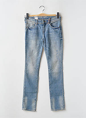 Jeans coupe slim effet usé délavé taille ajustable bleu PETROL INDUSTRIES garçon