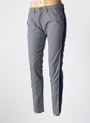 Pantalon chino broderie galons latéraux taille normale bleu REIKO femme