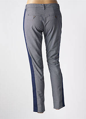 Pantalon chino broderie galons latéraux taille normale bleu REIKO femme