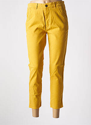 Pantalon chino tissage popeline taille normale jaune REIKO femme
