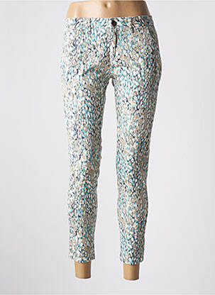 Pantalon chino fermeture zippée sous rabat boutonné taille normale bleu REIKO femme