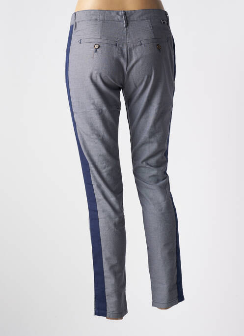 Pantalon chino broderie galons latéraux taille normale bleu REIKO femme