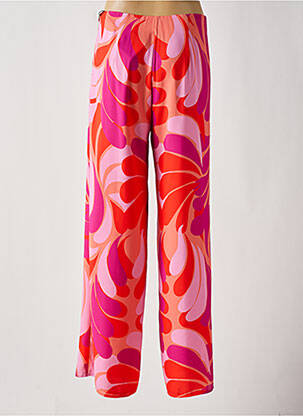Pantalon large fermeture zip latéral taille haute orange EDAS femme