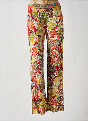 Pantalon droit tissage crêpe taille normale rouge GEISHA femme