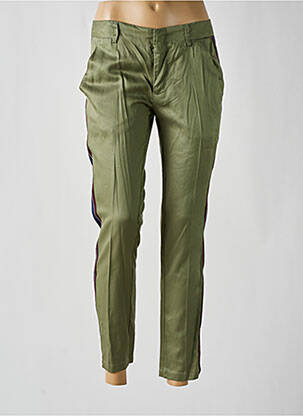 Pantalon chino broderie galons latéraux taille basse vert REIKO femme