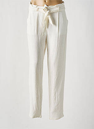 Pantalon droit tissage crêpe taille haute beige LE PETIT BAIGNEUR femme