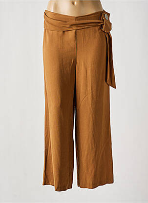 Pantalon 7/8 taille élastique taille normale marron KITANA femme