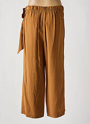 Pantalon 7/8 tissage popeline taille normale marron KITANA femme