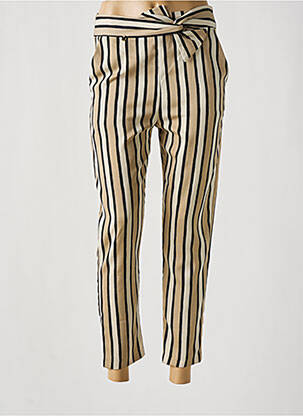 Pantalon 7/8 taille haute taille haute beige RINASCIMENTO femme