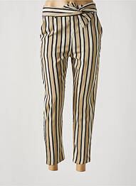 Pantalon 7/8 taille haute taille haute beige RINASCIMENTO femme