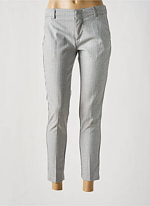 Pantalon 7/8 taille à pinces taille basse gris REIKO femme