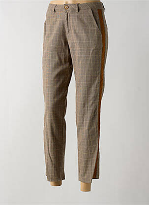 Pantalon 7/8 taille à pinces taille normale marron KANOPE femme