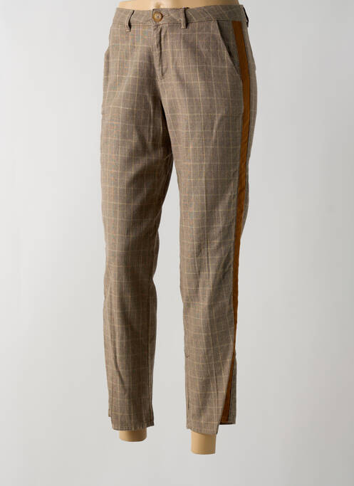 Pantalon 7/8 taille à pinces taille normale marron KANOPE femme