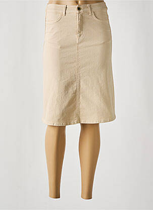 Jupe mi-longue taille haute beige YERSE femme