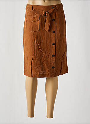 Jupe mi-longue coupe droite marron BRANDTEX femme
