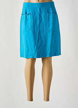 Jupe mi-longue taille à pinces bleu MALOKA femme