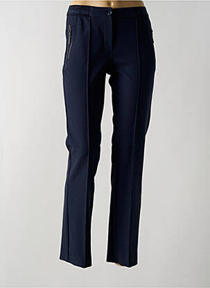 Pantalon chino fermeture zippée sous rabat boutonné taille haute bleu BETTY BARCLAY femme