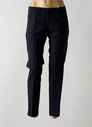 Pantalon chino broderie galons latéraux taille haute bleu QUIET femme