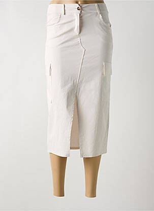 Jupe mi-longue taille haute beige APRIL VINTAGE femme