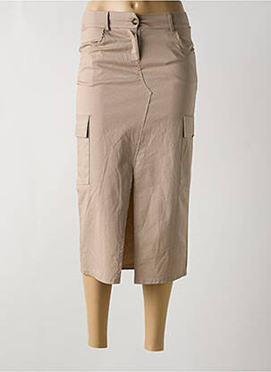 Jupe mi-longue taille haute marron APRIL VINTAGE femme