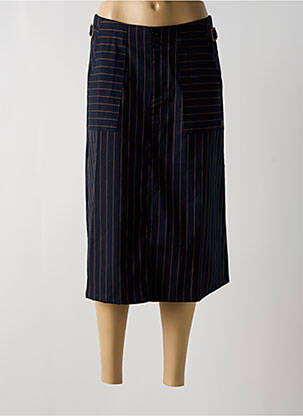 Jupe mi-longue taille haute bleu LOLA ESPELETA femme