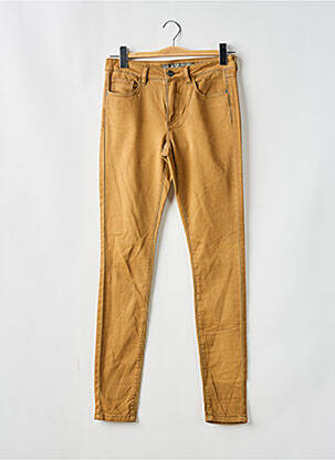 Pantalon slim tissage popeline taille normale beige GEISHA femme