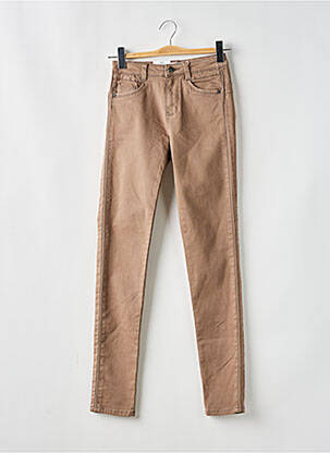 Jeans coupe slim stretch taille haute marron C'EST BEAU LA VIE femme