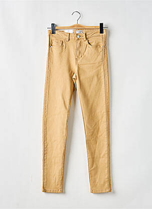 Pantalon slim tissage popeline taille haute beige C'EST BEAU LA VIE femme