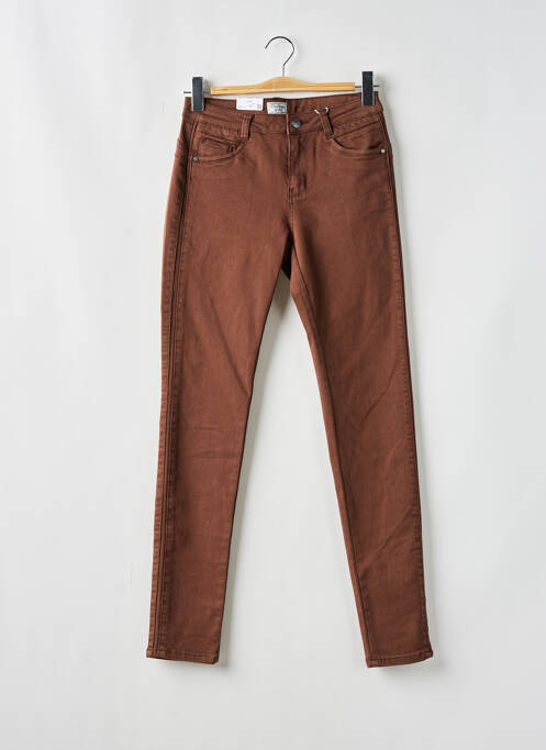 Jeans coupe slim marron C'EST BEAU LA VIE pour femme