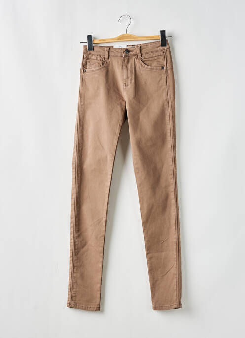 Jeans coupe slim marron C'EST BEAU LA VIE pour femme