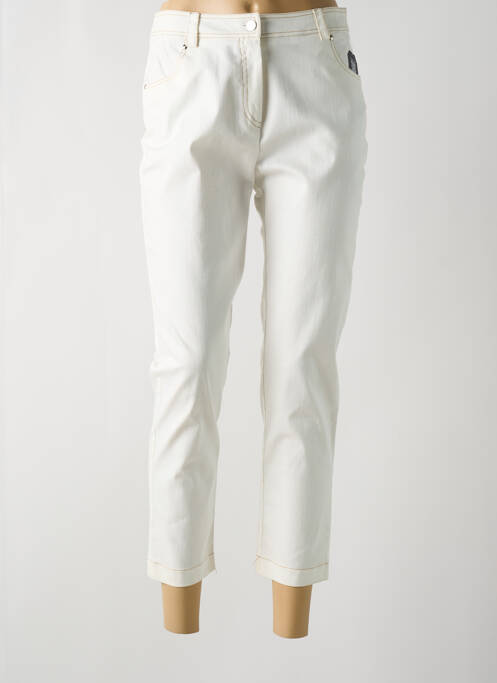 Pantalon 7/8 taille haute taille haute beige ANNE KELLY femme