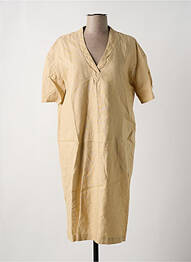 Robe mi-longue coupe fluide manches courtes beige ZYGA femme