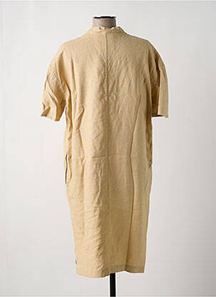 Robe mi-longue coupe fluide manches courtes beige ZYGA femme