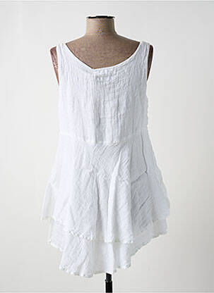 Tunique sans manche col rond blanc GRIZAS femme