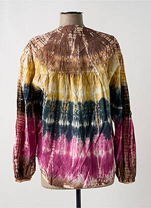 Blouse tissage popeline manches longues marron CHARLIE JOE femme