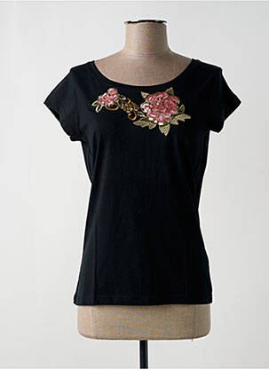 T-shirt coupe cintrée manches courtes noir NINATI femme