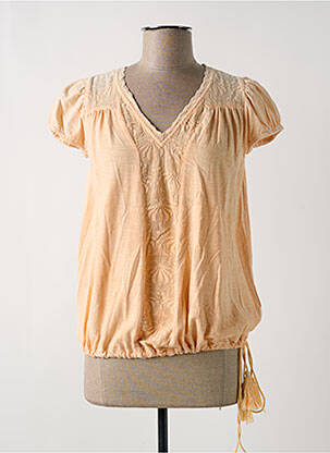 T-shirt col v manches courtes orange MAI 68 femme
