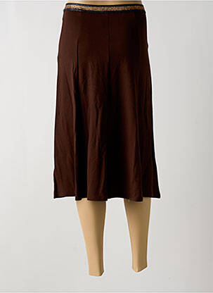 Jupe mi-longue stretch marron YERSE femme