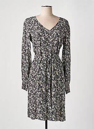 Robe mi-longue imprimé fleurs manches longues noir GARCIA femme