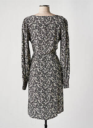 Robe mi-longue imprimé fleurs manches longues noir GARCIA femme