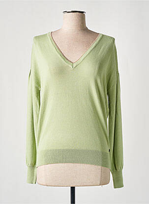 Pull col v manches longues vert GARCIA femme