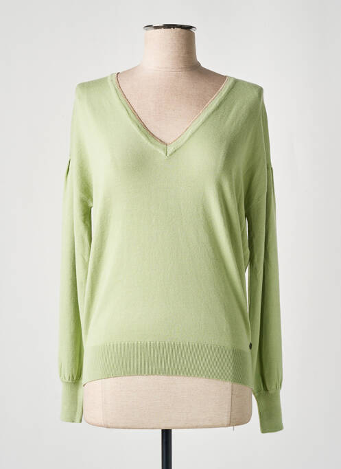 Pull col v manches longues vert GARCIA femme