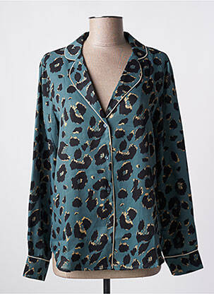 Chemisier coupe droite manches longues bleu GRACE & MILA femme