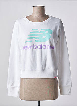 Sweat-shirt stretch manches longues blanc NEW BALANCE femme