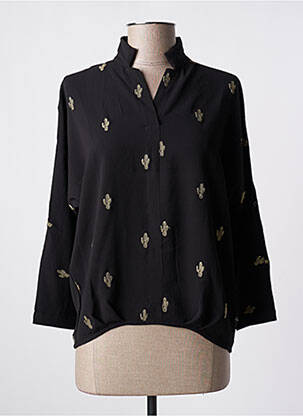 Blouse poignets boutonnés avec fente manches 3/4 noir LE TEMPS DES CERISES femme